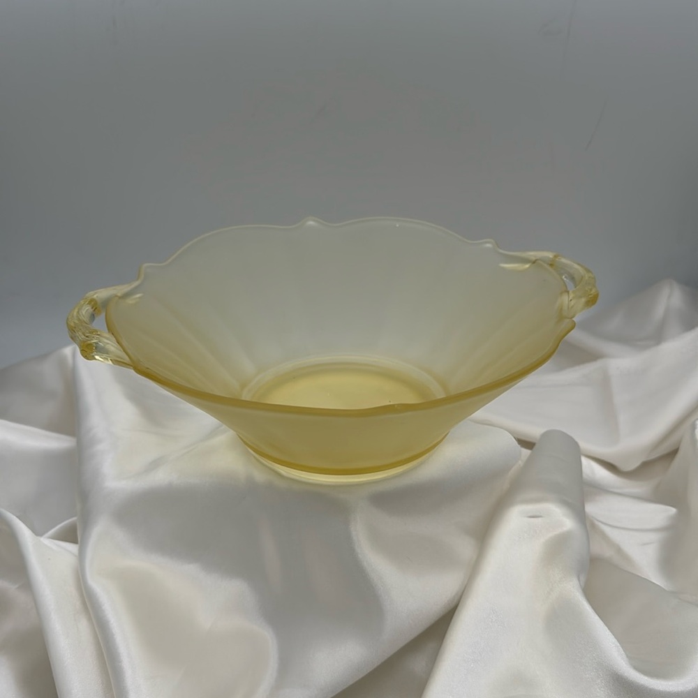 Yellow Satin Glass Bowl.